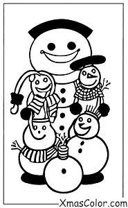 Noël / Amis: 4 amis construisent un bonhomme de neige