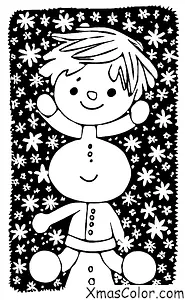Noël / Anges de neige: Un garçon faisant un ange de neige