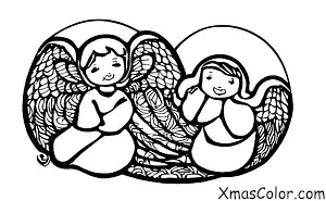 Noël / Anges de Noël: Un ange de Noël qui veille sur les enfants pendant qu'ils dorment