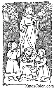 Noël / Anges de Noël: Un ange qui apporte un message à une famille