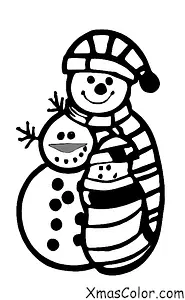Noël / Bas de Noël: Chaussette de Noël avec un bonhomme de neige