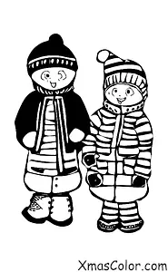 Noël / Bataille de boules de neige: Deux enfants ayant une bataille de boules de neige