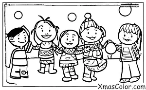 Noël / Bataille de boules de neige: Famille faisant une bataille de boules de neige