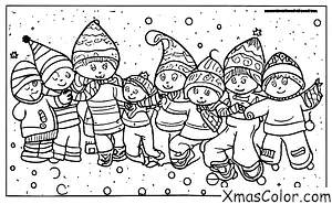 Noël / Bataille de boules de neige: Un groupe d'enfants ayant une bataille de boules de neige
