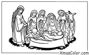 Noël / Bébé Jésus: L'ange Gabriel annonçant la naissance de Jésus-Christ aux bergers