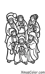 Noël / Bébé Jésus: Les Trois Sages apportant des cadeaux à l'Enfant Jésus