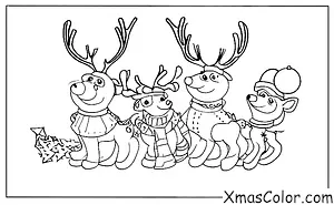 Noël / Blitzen: Blitzen et les autres rennes jouent dans la neige