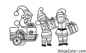 Noël / Blitzen: Blitzen et Père Noël livrant des cadeaux la veille de Noël