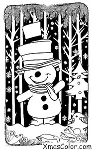 Noël / Bonhomme de neige pas gentil: Frosty le bonhomme de neige qui marche dans la forêt