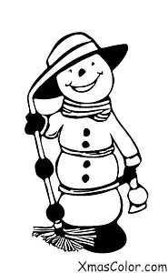 Noël / Bonhomme de neige: Un bonhomme de neige avec un balai