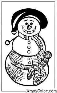 Noël / Bonhomme de neige: Un bonhomme de neige avec un chapeau de Père Noël sur la tête