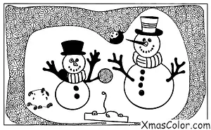 Noël / Bonhomme de neige: Un bonhomme de neige avec un chat