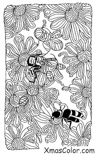 Noël / Bourdon: Les abeilles collectant le pollen des fleurs