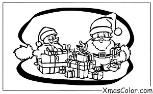 Noël / Cadeaux de Noël: Père Noël distribuant des cadeaux