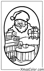 Noël / Cartes de Noël: Le père Noël écrit des cartes de Noël