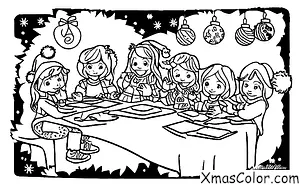 Noël / Cartes de Noël: Les enfants décorent une carte de Noël