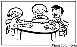 Noël / Cartes de Noël: Un jeune garçon et une fille écrivant des cartes de Noël