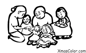 Noël / Cartes de Noël: Une famille en train de faire une carte de Noël ensemble