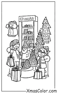 Noël / Ce que les gens font à Noël: Un magasin plein de acheteurs de Noel