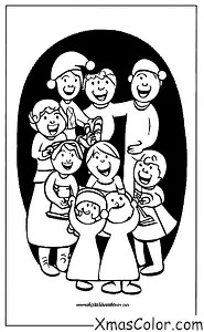 Noël / Ce que les gens font à Noël: Une famille qui chante des cantiques de Noël