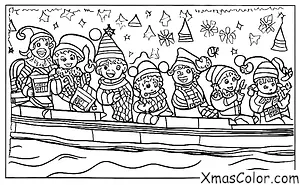Noël / Chanteurs de Noël: Chanteurs de Noël dans un bateau