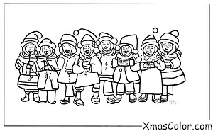 Noël / Chanteurs de Noël: Des choristes de Noël chantent dans la neige