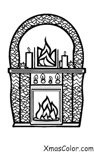 Noël / Cheminées: Une cheminée avec des bougies qui brûle