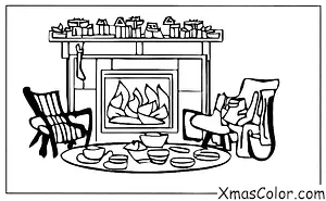 Noël / Cheminées: Une cheminée avec un feu douillet