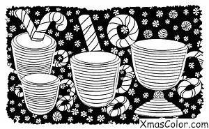 Noël / Chocolat chaud: Un mug de chocolat chaud avec une canne à sucre