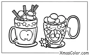 Noël / Chocolat chaud: Une tasse de chocolat chaud avec un petit pain d'épice