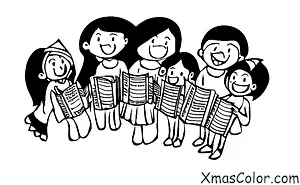Noël / Choeur de Noël: Un groupe d'adolescents chantant des chants de Noël ensemble