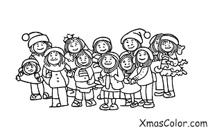 Noël / Choeur de Noël: Un groupe de personnes de tous âges chantant des cantiques de Noël ensemble