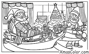 Noël / Cloches de traîneau: Papa Noël dans son traîneau, s'éloignant du Pôle Nord
