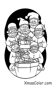 Noël / Cloches de traîneau: Santa et ses lutins fabriquant des jouets dans l'atelier