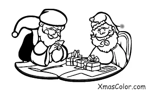 Noël / Compteur de Noël: Père Noël vérifie sa liste de ceux qui ont été gentils et méchants