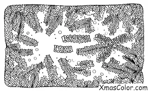 Noël / Couronnes de Noël: Un paysage d'hiver avec une guirlande de Noël au centre