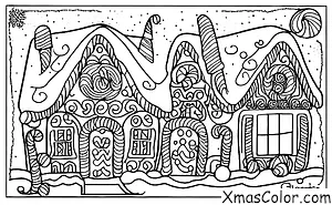 Noël / Décoration de maisons en pain d'épices: Une maison de pain d'épice avec des toits enneigés