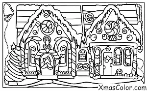 Noël / Décoration de maisons en pain d'épices: Une maison en pain d'épice avec une cheminée