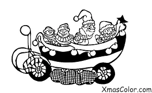 Noël / Défilés de Noël: Un chariot avec le Père Noël et ses rennes