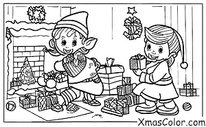 Noël / Elfe de Noël: Elfe de Noël jouant avec un jouet