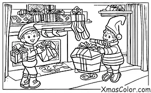Noël / Elfe de Noël: Lutin apportant des cadeaux aux enfants sages