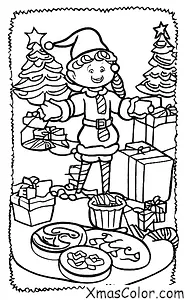 Noël / Elfe de Noël: Lutin de Noël en train de cuire des biscuits