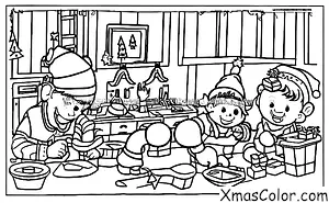 Noël / Elfe de Noël: Lutin de Noël fabriquant des jouets dans l'atelier du Père Noël
