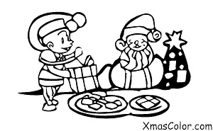 Noël / Enfants: Un enfant laissant une assiette de biscuits et de lait pour papa Noël