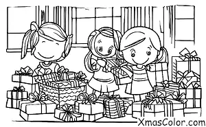 Noël / Enfants: Un enfant ouvrant ses cadeaux le matin de Noël
