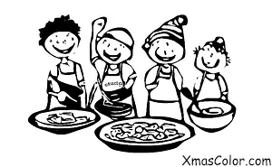 Noël / Esprit de Noël: des gens qui font du bénévolat dans une cuisine populaire le soir de Noël