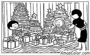Noël / Esprit de Noël: Un enfant ouvrant un cadeau le matin de Noël