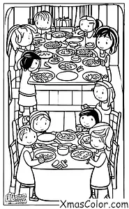 Noël / Esprit de Noël: Une famille partageant un repas ensemble le jour de Noël