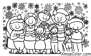 Noël / Esprit de Noël: Une famille réunie autour du sapin de Noël, souriante et heureuse