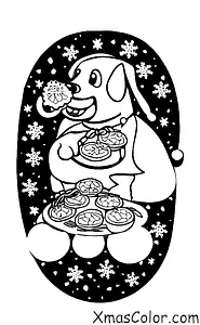 Noël / Faire des biscuits de Noël: Un chien mangeant un biscuit de Noël